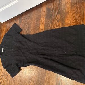 Black cotton woven shirt dress to be worn with belt size small